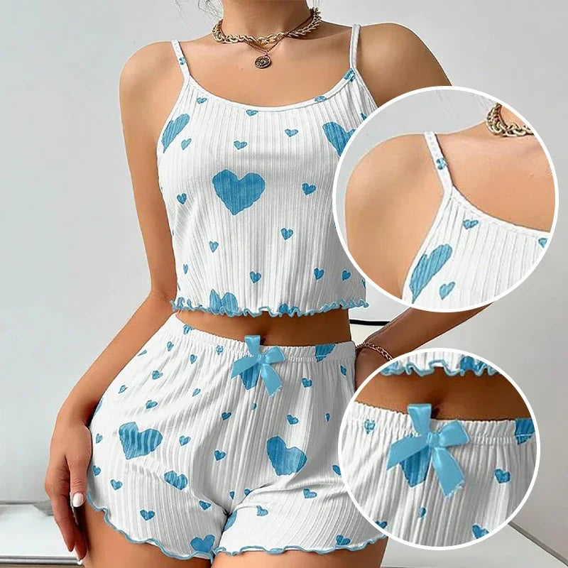 Women’s 2PCS Pajamas Set – Soft Tank Top & Shorts Sleepwear