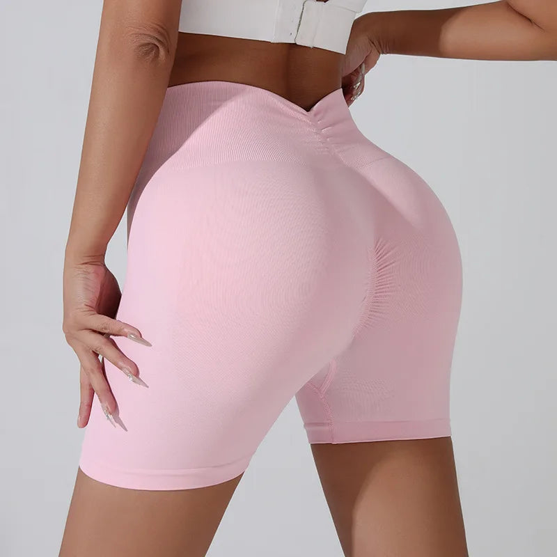 Women’s Peach Hip Lifting Sports Shorts – High Waist, Slim Fit, Quick-Dry Running & Gym Shorts for Body Shaping