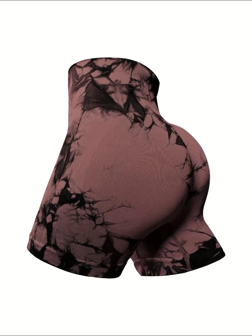 Women’s High Waist Butt Lift Seamless Leggings – Tie Dye Gym Shorts & Workout Pants