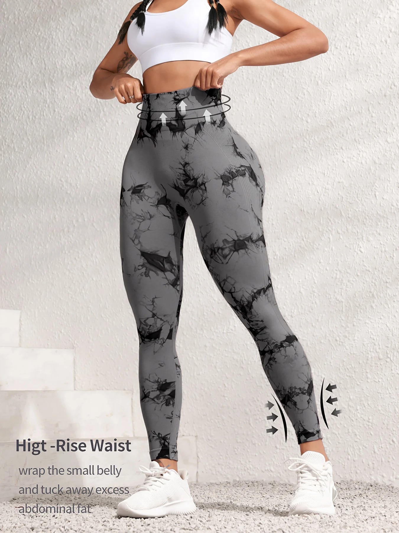 Women’s High-Waist Hip-Lifting Tie-Dye Leggings – Seamless Workout & Yoga Pants