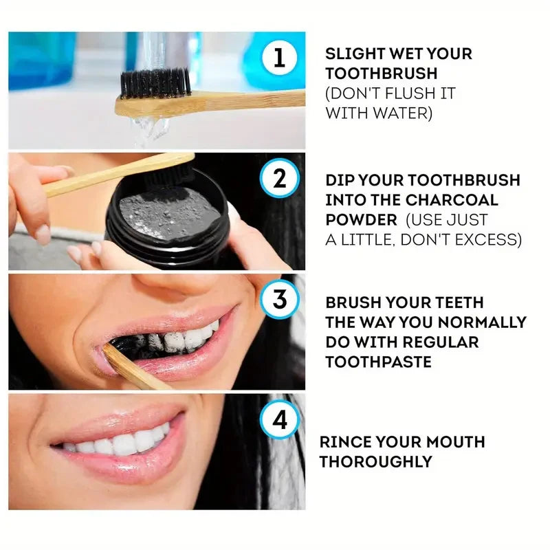 Say Goodbye to Stains, Hello to Confidence – Natural Bamboo Charcoal Teeth Whitening Powder for a Cleaner, Brighter Smile