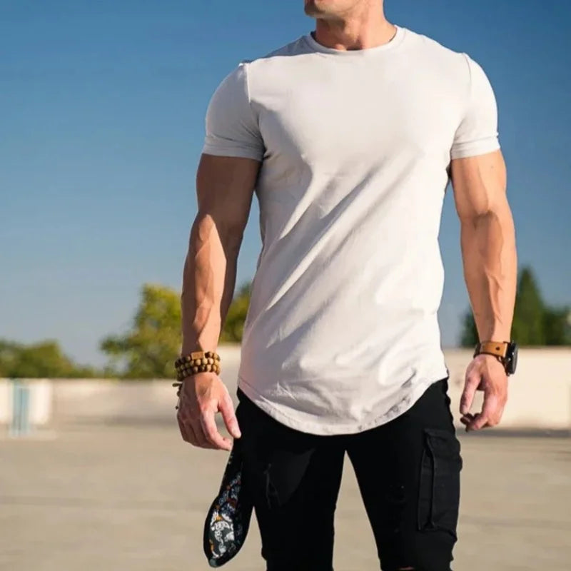 Men’s Muscle Fitness T-Shirt – Summer Workout Short Sleeve Gym Tee, Breathable Cotton Running & Training Top