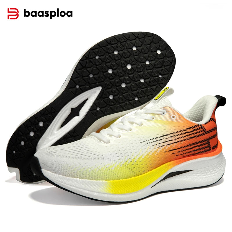 Baasploa Men Running Shoes Mesh Breathable Lightweight Professional Training Sport Shoes Rebound Marathon Carbon Plate Sneakers