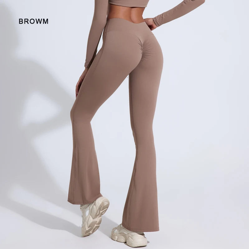 DIAS FIT JOY Peach flared pants for women's yoga high waisted and hip lifting tight pants wide leg fitness pants quick drying